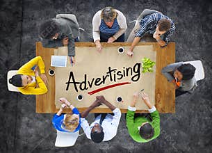 Multiethnic Group with Advertising Concept