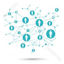 Social network. In lattice points are people icons