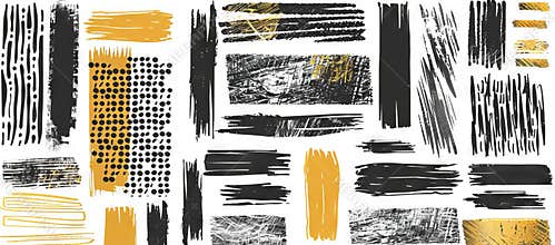 Pen brushes set. Vintage doodle underlines. Hand drawn grunge strokes. Scribble marker borders, sketch underlines.