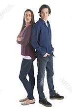 Couple Arguing Against White Background