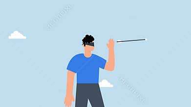 confused businessman blindfold throwing dart