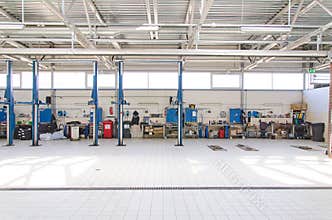 View of automobile repair shop