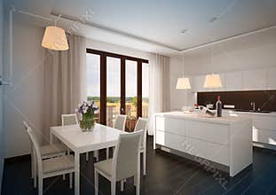 White luxury kitchen in a new modern home.