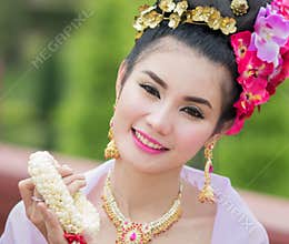 Thai Woman In Traditional Costume Of Thailand