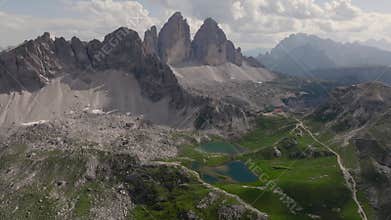 Dolomites Aerial view of beautiful Mountains, the Italian Region in Europe Alps, Alto Adige, Italy.