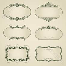 Set of vintage vector labels, frames, borders.