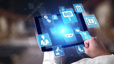Online auction concept for digital bidding and sales Spire