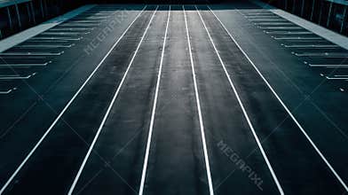 Generative AI Aerial View of Empty Parking Lot with White Lines Marking Spaces for Cars and Transportation busines