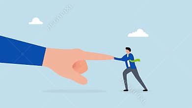 Conflict against boss, 4k animation of courageous businessman battles and continues to strive against dominant corporate force