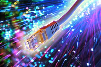 Ethernet cable with fiber optic background