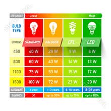 Light bulb comparison chart infographic