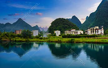 Guilin Yulong River: Rural Scenery under Karst Peaks