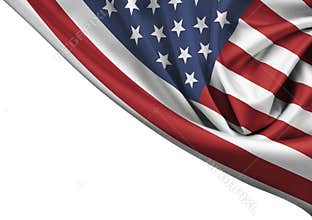 USA waving flag corner isolated