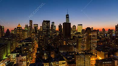 New York city skyline at dusk