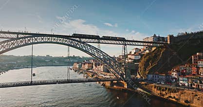 Dom Luis I Bridge spanning Douro River in Porto, Portugal