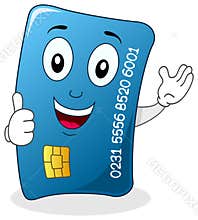 Credit Card with Thumbs Up Character