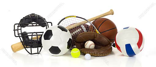 Sports gear on white