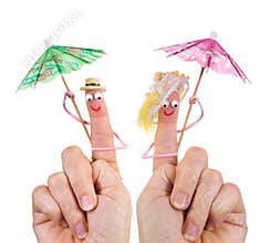 Happy tourists finger puppets