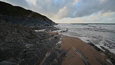 Cornwall rocky beach in November