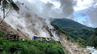 geothermal hot springs steam emissions with hydrogen sulfide in the mountains of the Philippines Asia