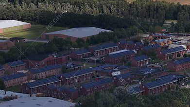 AZC Ter Apel, asylum seekers centre, reception and registration facility, aerial of the architectural compound.