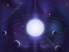 Planets orbiting around a bright white star