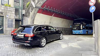 Porto Portugal May 20 2025 Urban tunnel entrance with tour