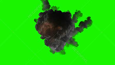 Chromakey bomb explosion with smoke