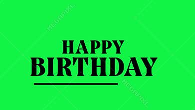 Happy Birthday Animation – Black Text on Green Screen Background Overlay