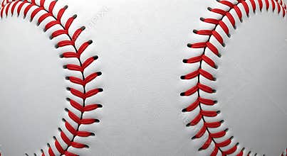 Seamless Texture of Baseball Red Stitching on White Leather