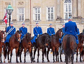 The Royal Guards during the Guard Changing Ceremony at Amalienborg Palace