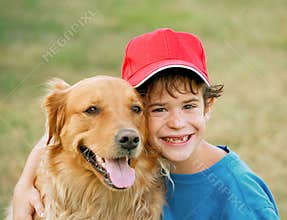 Boy and Golden Retriever