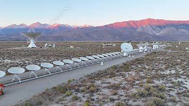 Aerial Owens Valley Radio Observatory Sierra Nevada California Fly Through