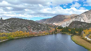 Aerial North Lake California Autumn Colors Fly Through