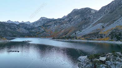 Aerial Lake Sabrina Sierra Nevada Autumn Colors California Fly Through