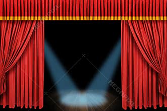 Large red curtain stage