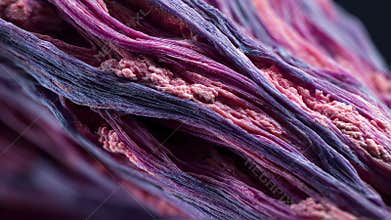 Closeup timelapse of layered muscle fibers diminishing over time illustrating severe muscle atrophy in cancer cachexia