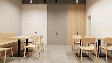 Modern Cafe Interior with Wooden Accents and Natural Light