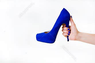 Blue high heel shoe