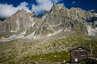 Aiguille du Midi hut in mountains