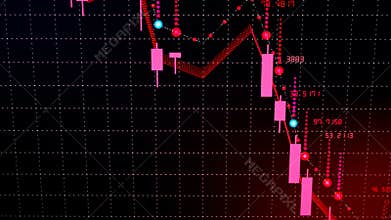 Financial diagram fall on bearish market, showing recession or financial crisis