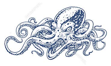 Octopus Vintage Vector Art