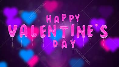 Valentine`s day balloons fly on abstract backdrop
