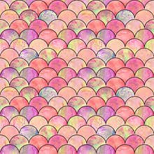 Mermaid fish scale wave japanese seamless pattern