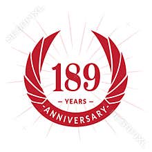 189 years anniversary design template. Elegant anniversary logo design. 189 years logo.