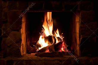 Fire place in the winter home