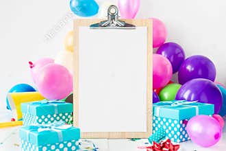 Party Background Balloons Empty Sheet Paper Celebration Decoration Gift