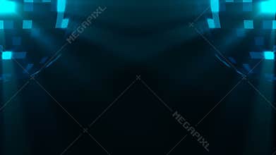 Party disco ball with lighting square parts in nightclub, nightlife entertainment industry background, 3d render