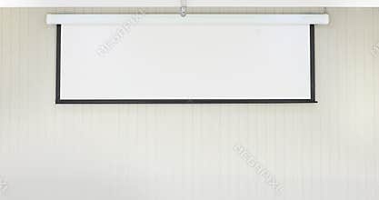 Moving black border and white projector screen.