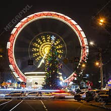 Holiday New year, colorful lights on a Christmas treeOdessa city, Ukraine.